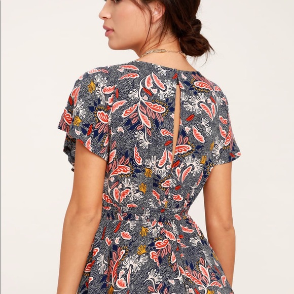 Lulus Navy Blue Print Romper - Picture 2 of 5